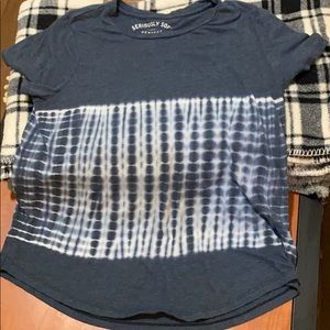 Blue & white tie-dye washed t-shirt.